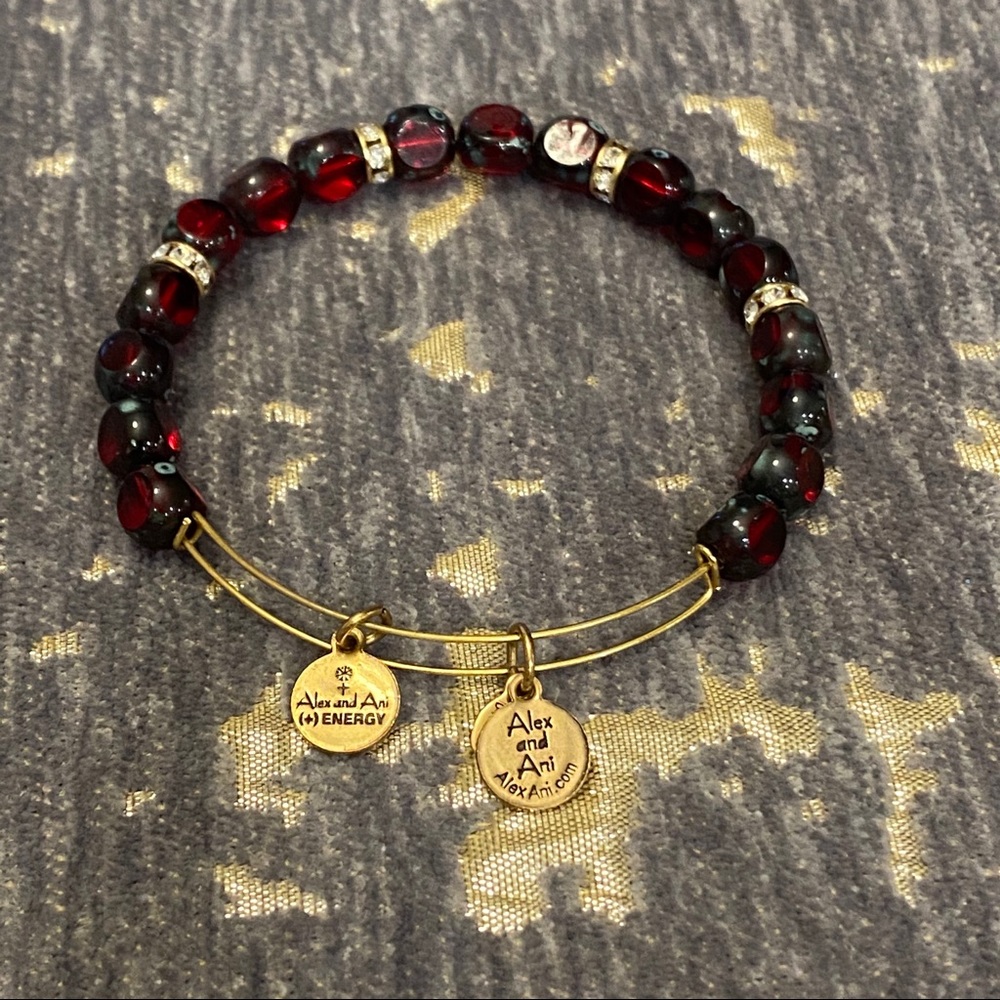 Alex & Ani Red Stone Bangle with Swarovski Crystal